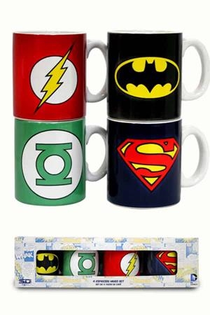 SET 4 MINI TAZAS CAFE CERAMICA LOGOS DC COMICS | 8436541029989 | Universal Cómics