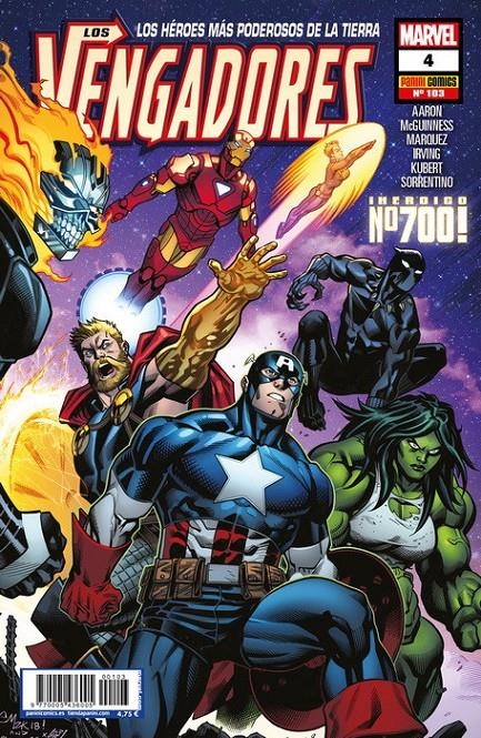 2AMA VENGADORES VOL 4 # 103 VENGADORES 04 | 9999900083538 | JASON AARON - ED MCGUINNESS - DAVID MARQUEZ - ADAM KUBERT