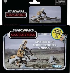 SPEEDER BIKE SCOUT TROOPER & GROGU SET 2 FIG. 9,5 CM STAR WARS THE MANDALORIAN THE VINTAGE COLLECTION | 5010996126825