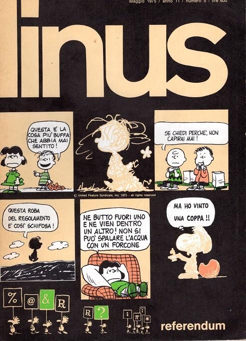 LINUS 1975 ANNO 11 # 05 REVISTA ORIGINAL EN ITALIANO | 9999900110968 | VARIOS AUTORES