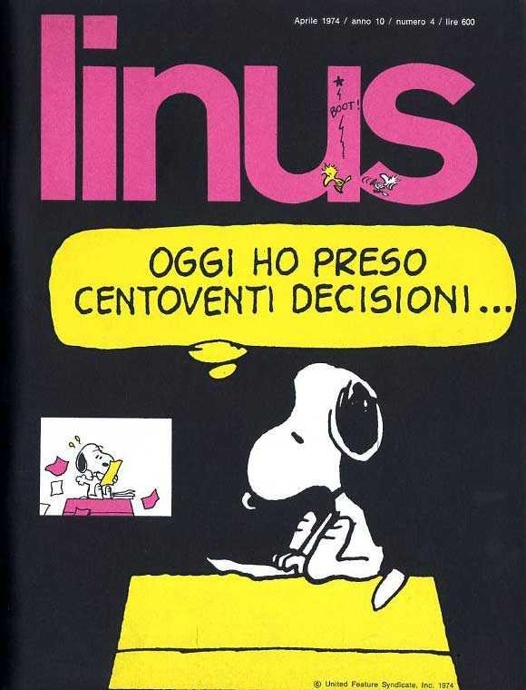 LINUS 1974 ANNO 10 # 04 REVISTA ORIGINAL EN ITALIANO | 9999900111095 | VARIOS AUTORES