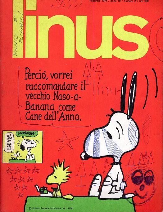 LINUS 1974 ANNO 10 # 02 REVISTA ORIGINAL EN ITALIANO PORTADA RAYADA) | 9999900111118 | VARIOS AUTORES