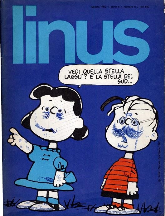 LINUS 1972 ANNO 08 # 08 REVISTA ORIGINAL EN ITALIANO (PORTADA RAYADA) | 9999900111293 | VARIOS AUTORES