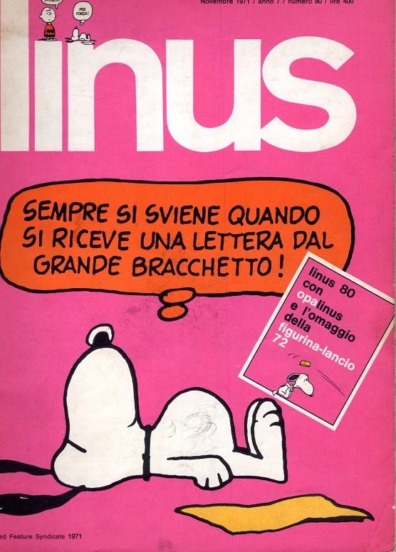 LINUS 1971 ANNO 07 # 11 REVISTA ORIGINAL EN ITALIANO | 9999900111385 | VARIOS AUTORES