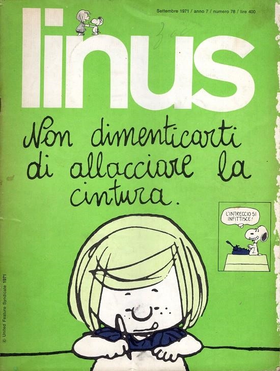 LINUS 1971 ANNO 07 # 09 REVISTA ORIGINAL EN ITALIANO | 9999900111408 | VARIOS AUTORES