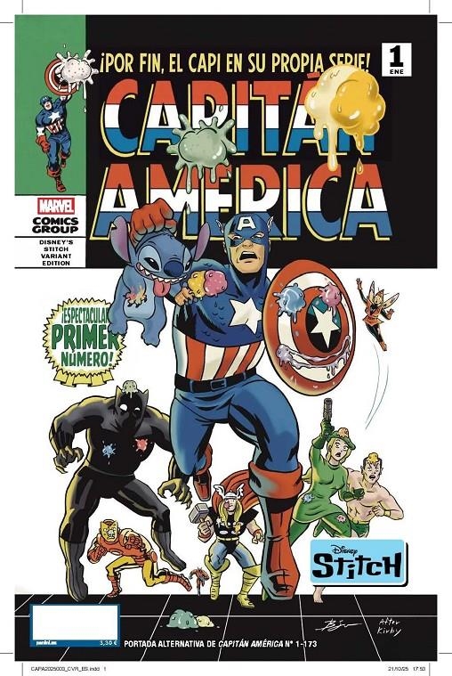CAPITÁN AMÉRICA VOL 8 # 173 CAPITÁN AMÉRICA 1 PORTADA ALTERNATIVA DISNEY STITCH (PORTADA PROVISIONAL) | 9791370135256 | CHIP ZDARSKY - VALERIO SCHITI - FRANK MARTIN | Universal Cómics