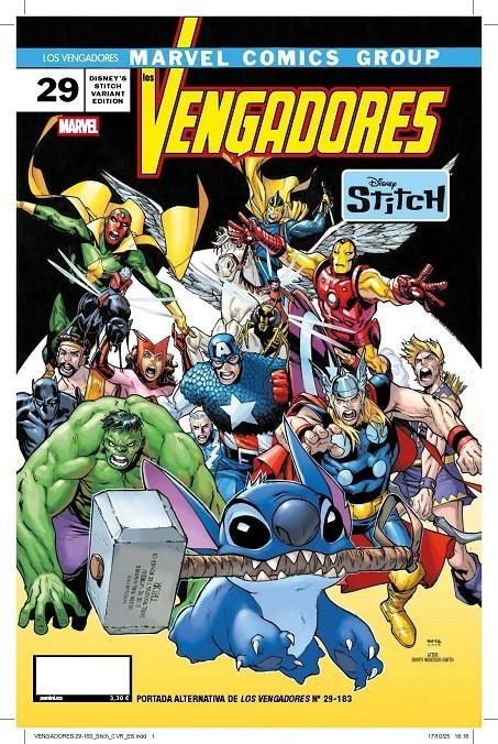 VENGADORES VOL 4 # 183 VENGADORES 29 PORTADA ALTERNATIVA DISNEY STITCH (PORTADA PROVISIONAL) | 9791370135263 | FARID KARAMI - JED MACKAY | Universal Cómics