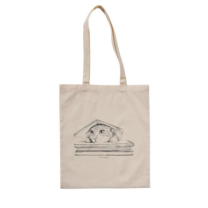 TOTE BAG “CAT UNDER THE BOOK” X LAURA AGUSTÍ | 9999900135381 | LAURA AGUSTÍ (LALAURI) | Universal Cómics